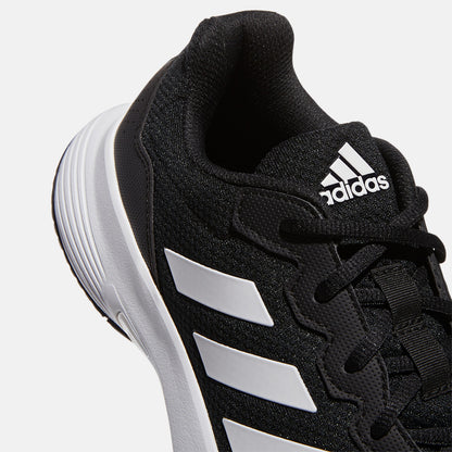 Up close, rear view of the Adidas Men's GameCourt 2 Tennis Shoes.