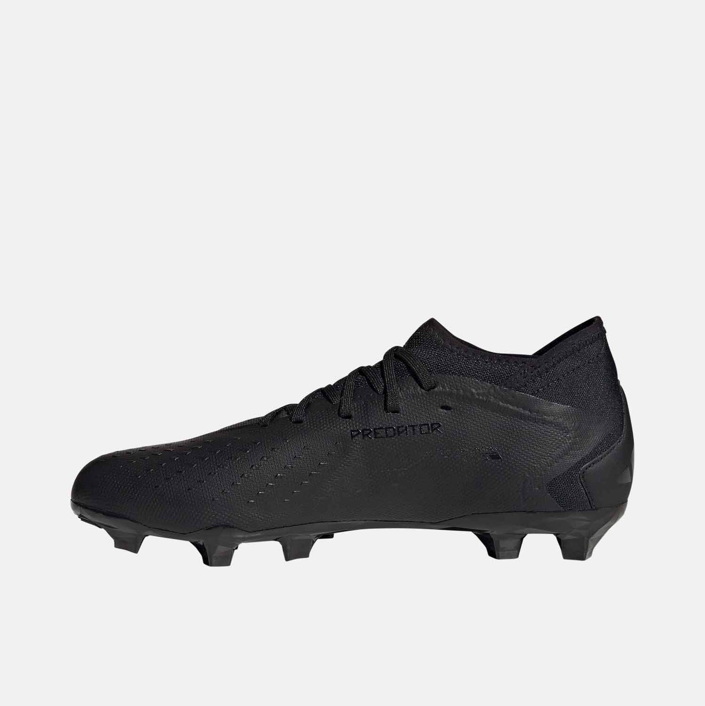 Side medial view of Adidas Predator Accuracy 3 Firm Ground Soccer Cleats.