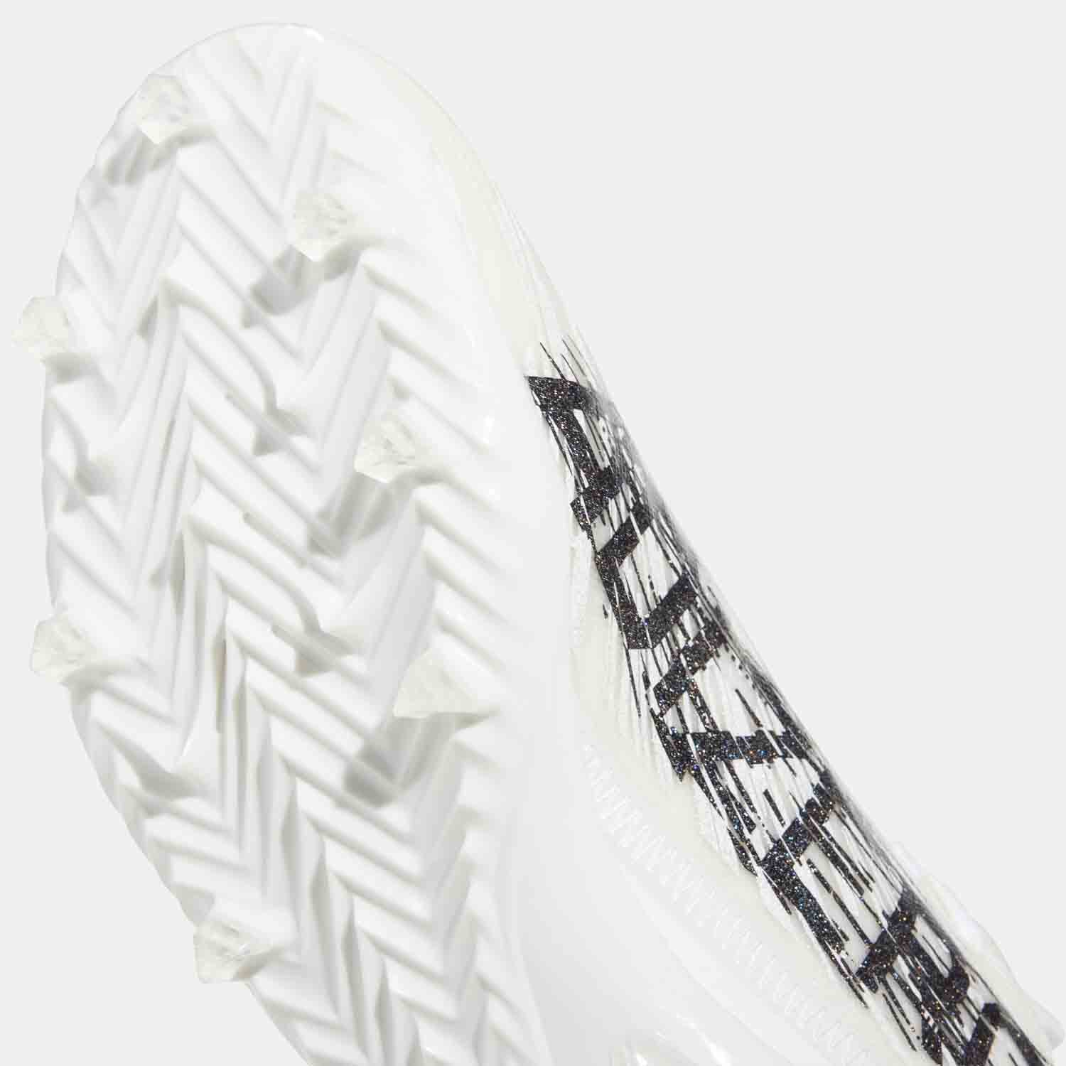 Up close, bottom view of the Adidas Adizero Football Cleats.