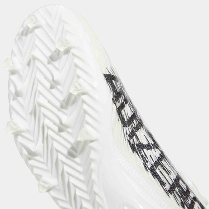 Up close, bottom view of the Adidas Adizero Football Cleats.