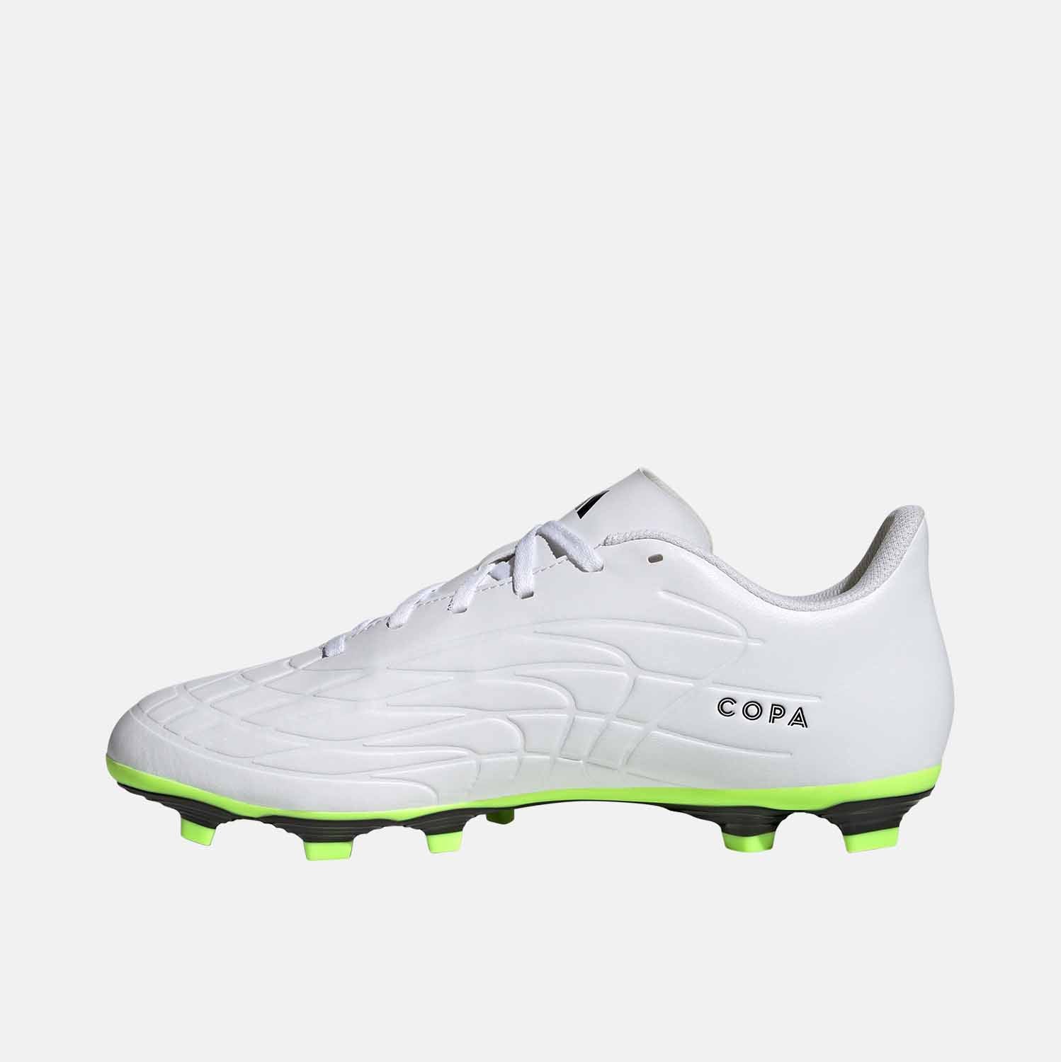 Side medial view of Adidas Copa Pure 4 Flexible Ground Soccer Cleats.