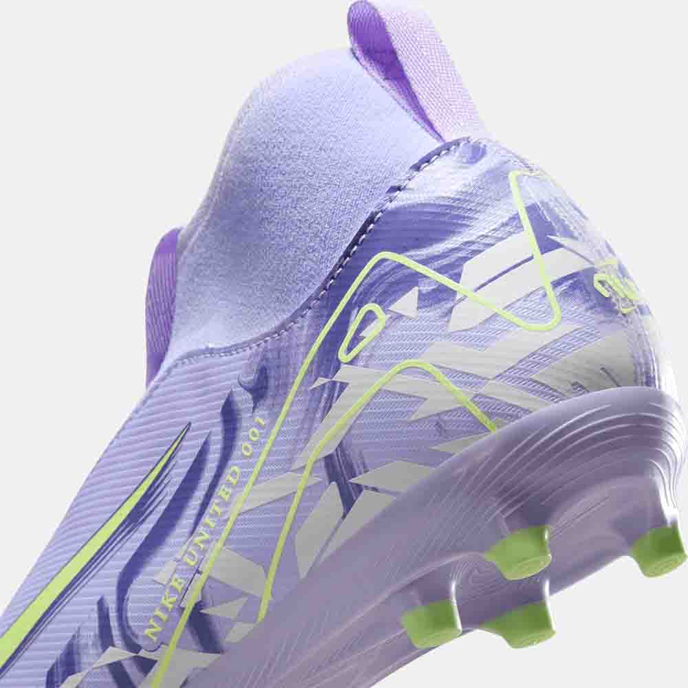 Up close, rear view of the Kids' Mercurial Superfly 10 Academy Soccer Cleats.