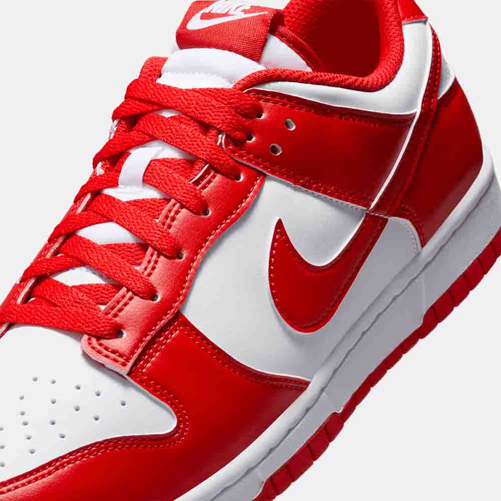 Up close, front view of the Men's Nike Dunk Low Retro.