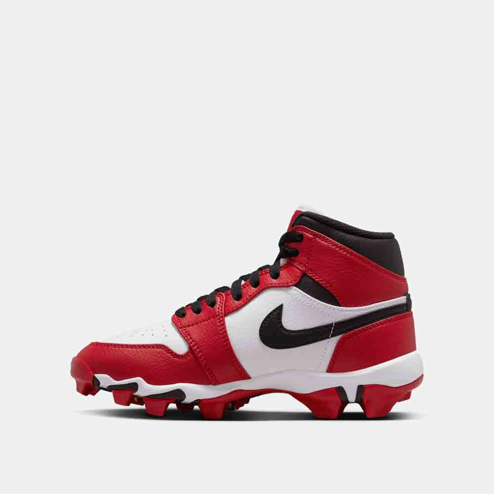 Side medial view of the Kids' Jordan 1 Mid Football Cleats.