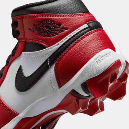Up close, rear view of the Kids' Jordan 1 Mid Football Cleats.