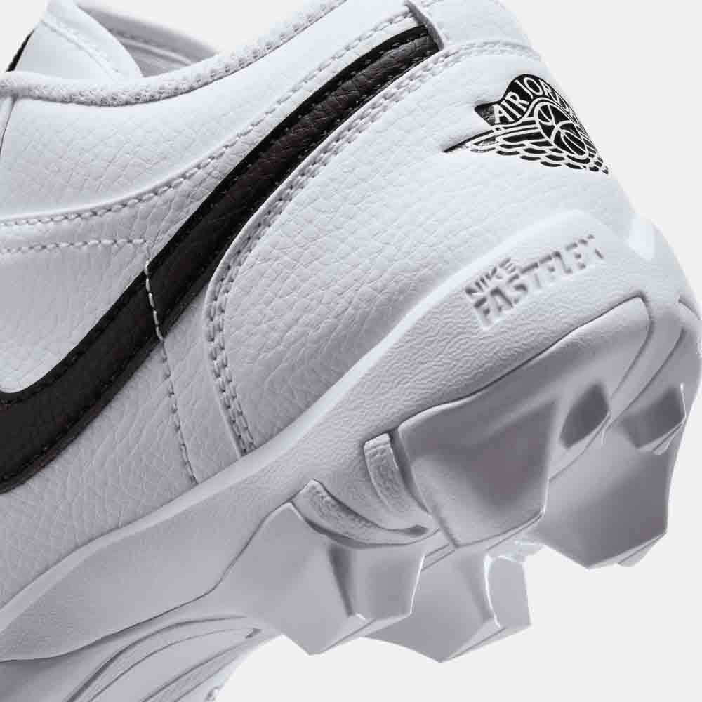 Up close, rear view of the Kids' Jordan 1 Low Football Cleats.