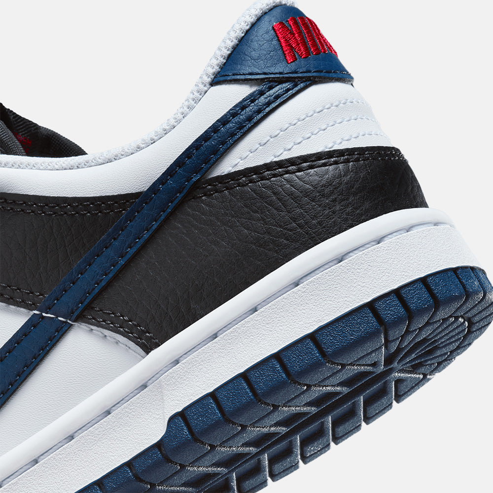 Up close, rear view of the Nike Kids' Dunk Low.