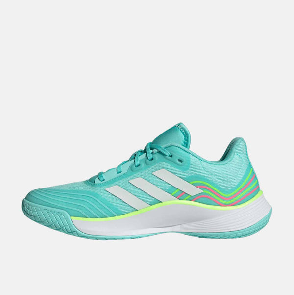 Side medial view of Women's Adidas Novaflight Volleyball Shoes.