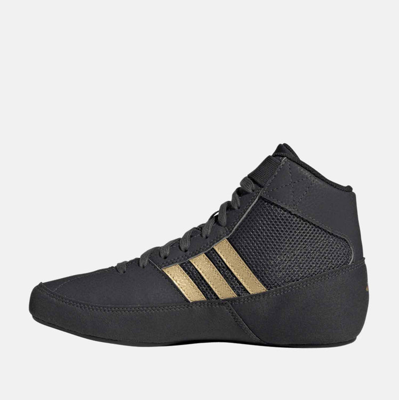 Side medial view of Adidas Youth HVC 2 Wrestling Shoes.