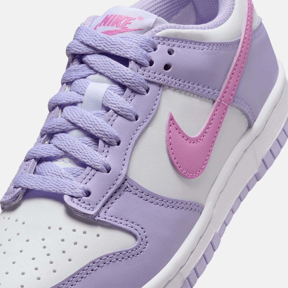 Up close, front view of the Nike Kids' Dunk Low.