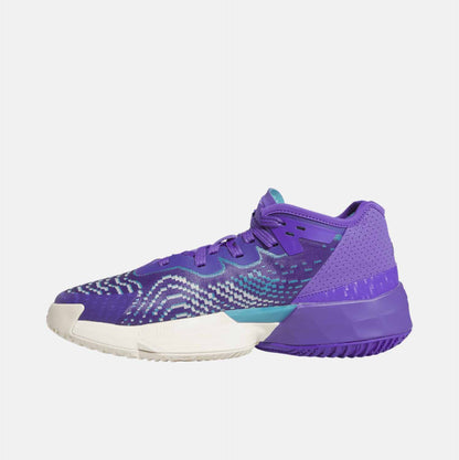 Side medial view of Men's Adidas D.O.N. Issue 4 Utah Inspired Basketball Shoes.