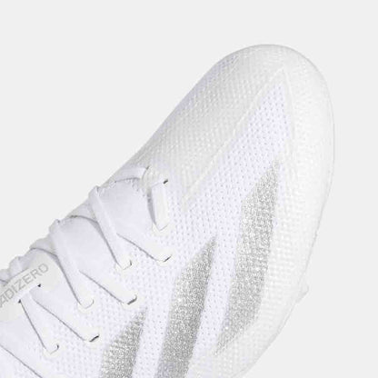 Up close, front view of the Adidas Men's Adizero Electric+ Football Cleats.