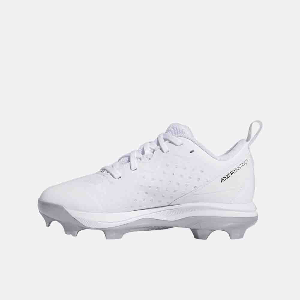 Side medial view of the Kids' Adidas Adizero Instinct TPU Baseball Cleats.