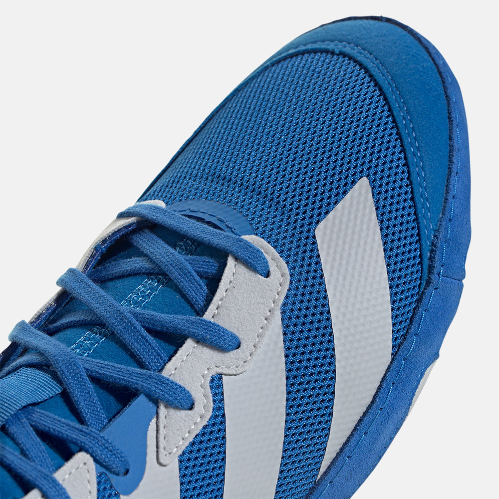 Up close, front view of the Adidas Adizero Mat Wizard 6 Wrestling Shoes.