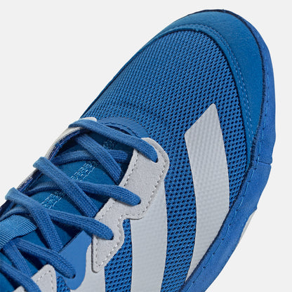 Up close, front view of the Adidas Adizero Mat Wizard 6 Wrestling Shoes.