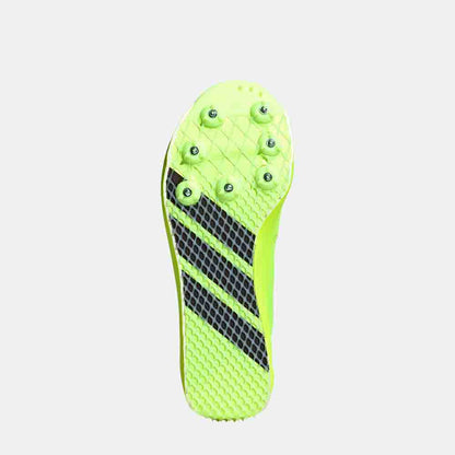 Bottom view of the Adidas Adizero Triple Jump/Pole Vault Spikes.