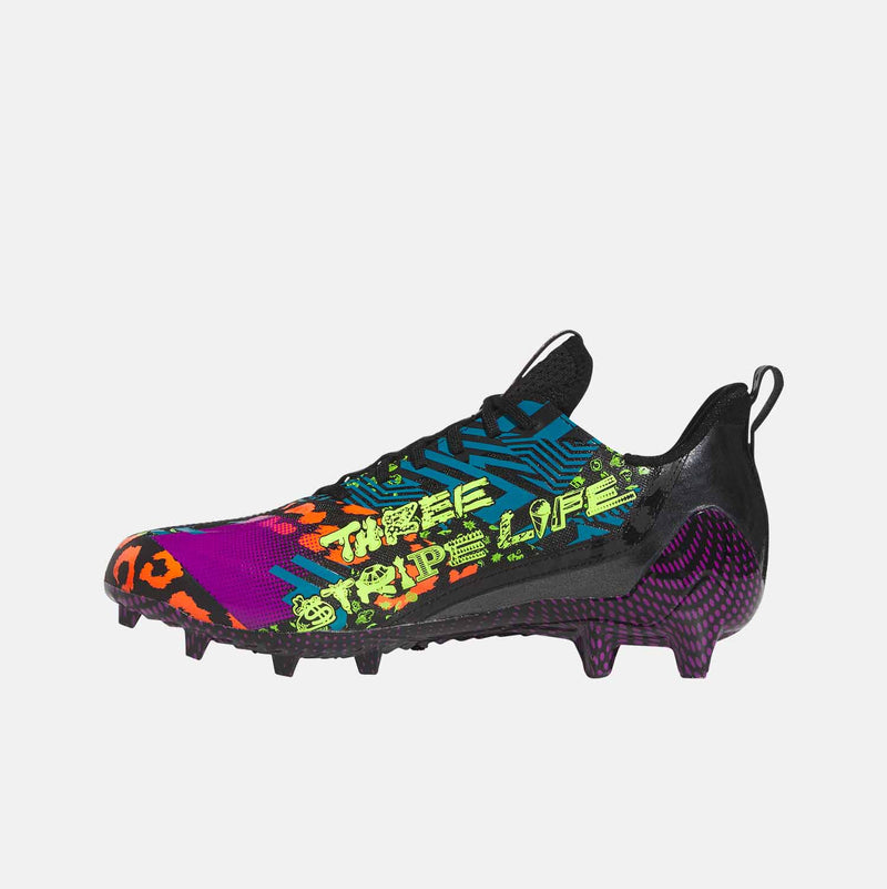 Side medial view of Adidas Adizero 12.0 Mismatch Football Cleats.