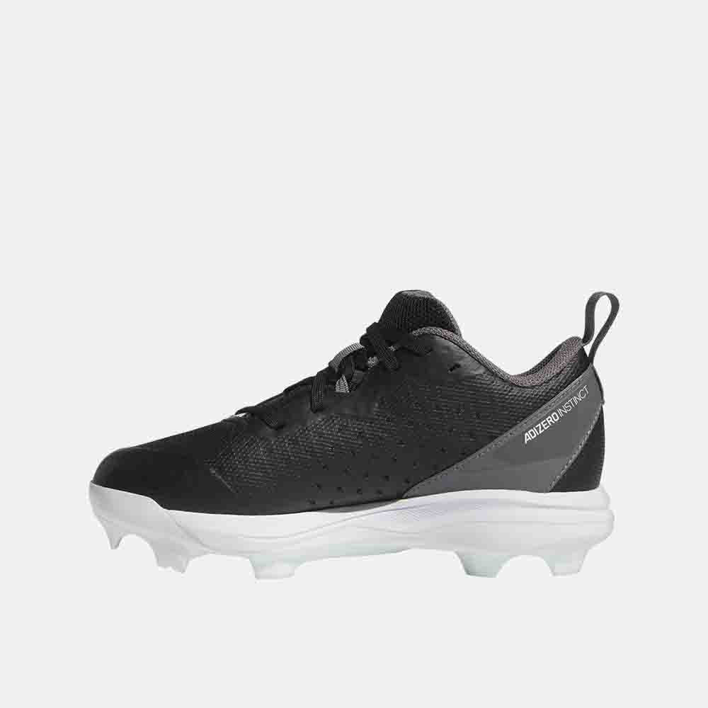 Side medial view of the Kids' Adidas Adizero Instinct TPU Baseball Cleats.