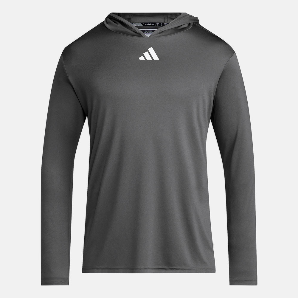 Front view of the Adidas Men's D4T Long Sleeve Lightweight Hoodie.