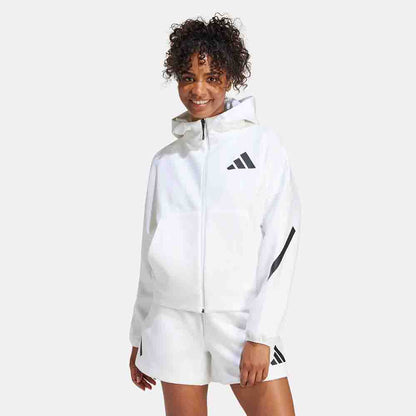 Front view of the Adidas Women's Z.N.E Full Zip Hoodie.