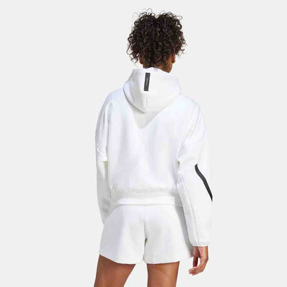 Rear view of the Adidas Women's Z.N.E Full Zip Hoodie.