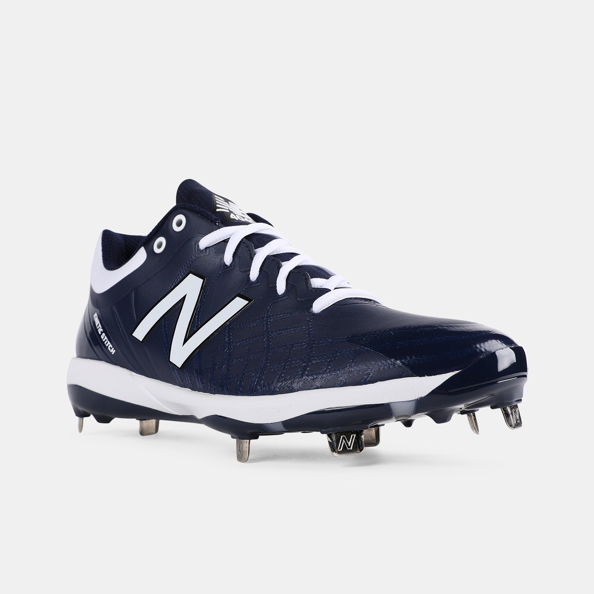 Front view of New Balance L4040v5 Lo Cut Metal Baseball Cleats.