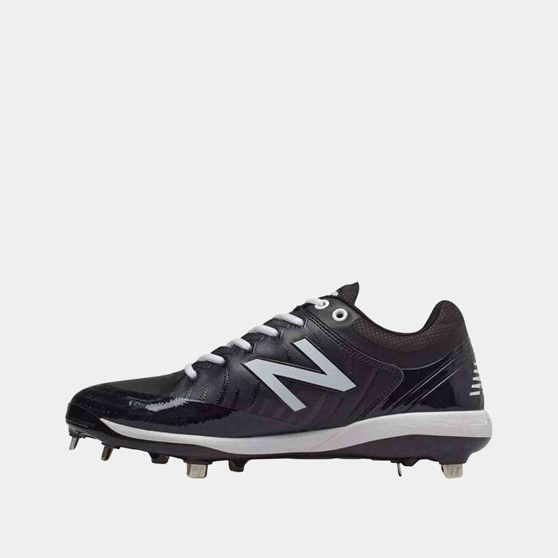 Side medial view of New Balance L4040v5 Lo Cut Metal Baseball Cleats.