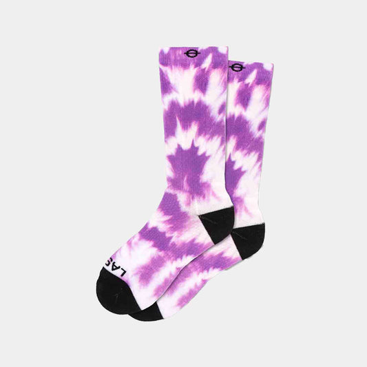 Side view of the Lasso Signature Series Tie Dye Crew Socks.