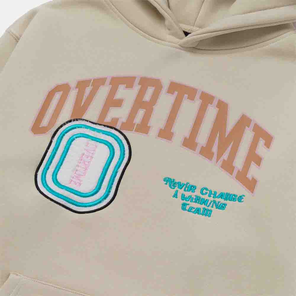 Up close, front view of the Overtime NCAWT Chenille O Hoodie.