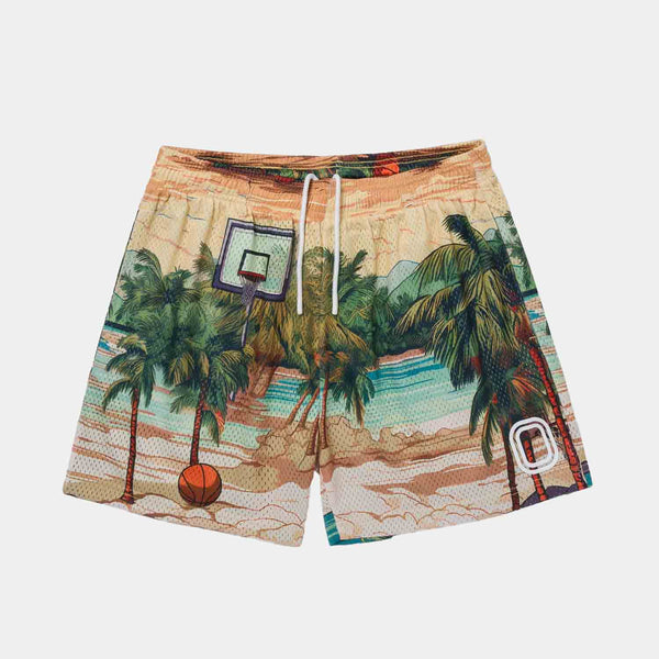 Front view of Overtime Paradise Palm Shorts.