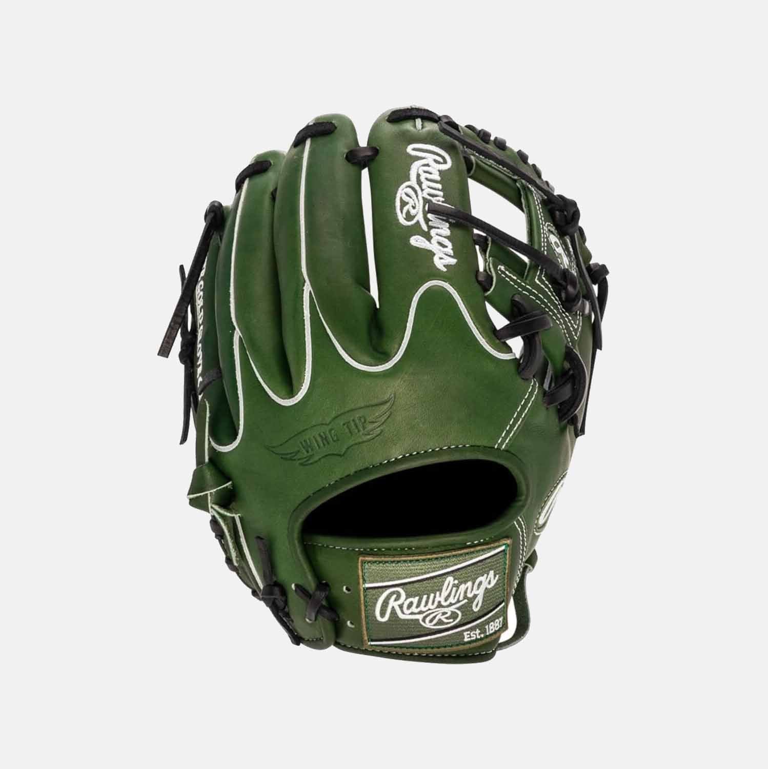 Rear view of PRO204W-2MG Heart of the Hide Military Green Glove.