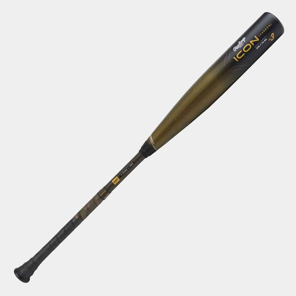 Front view of 2023 Rawlings Icon BBCOR -3 Baseball Bat.