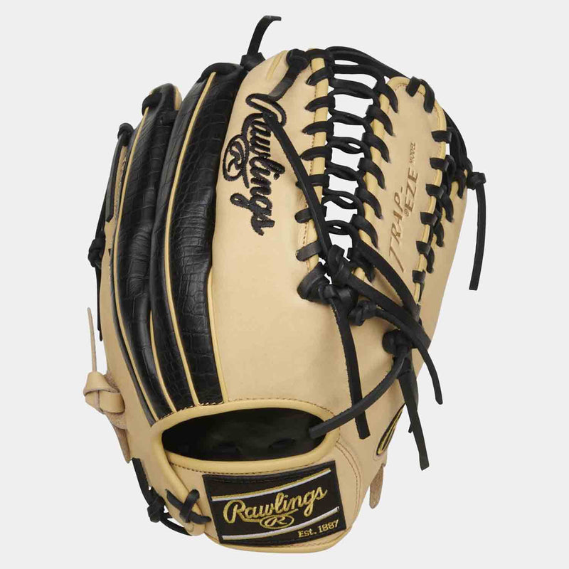 Rear view of Rawlings Heart of The Hide 12.75" Trape-Eze Glove.