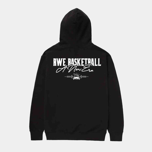 Rear view of RWE NEW ERA HOODIE.