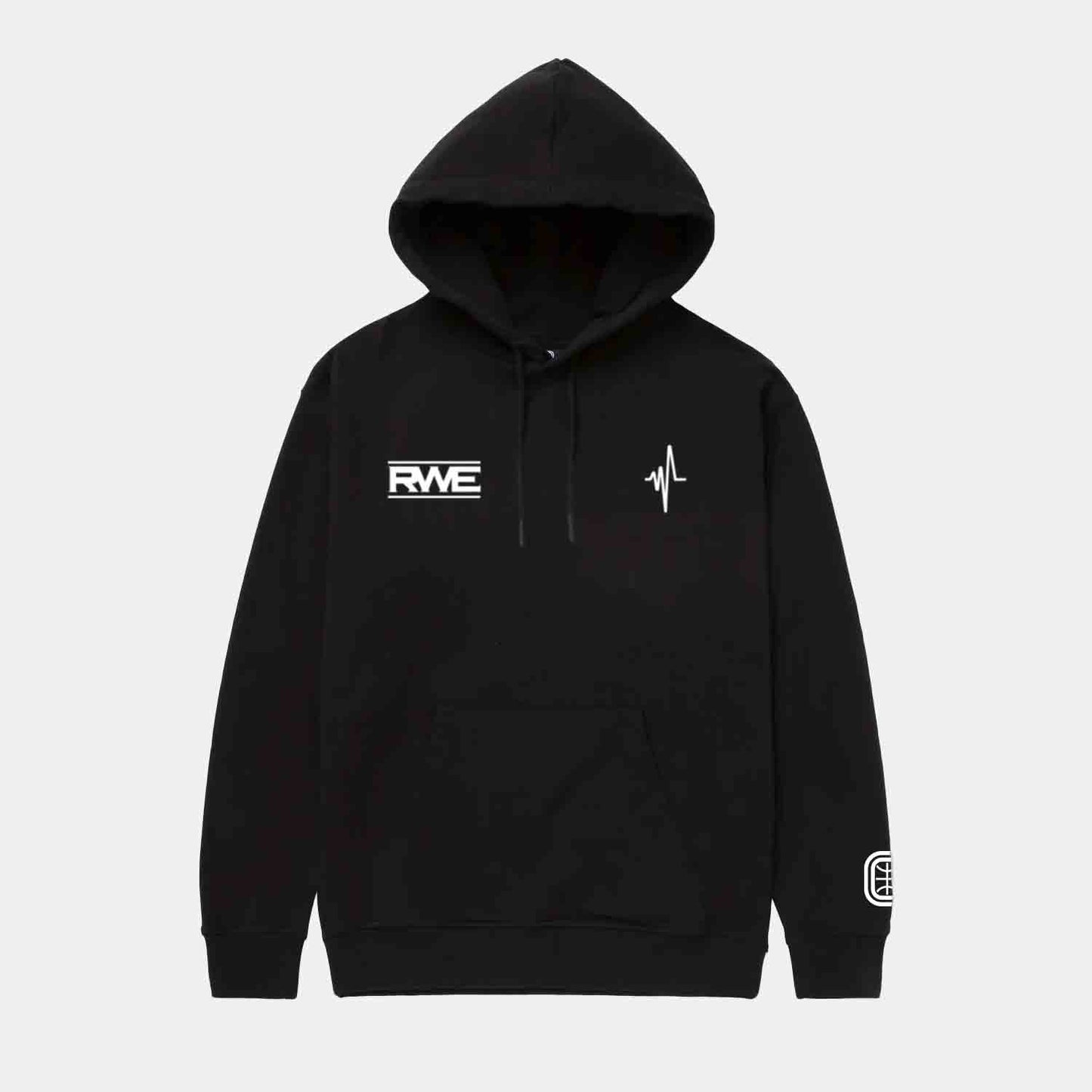 Front view of RWE NEW ERA HOODIE.