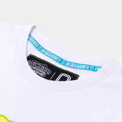 Up close view of the tag on the Overtime Spongebob Classic Tee.