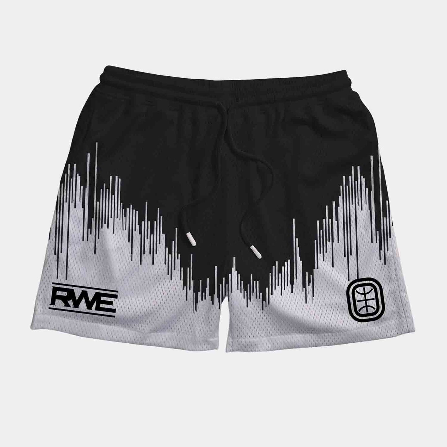 Front view of the Overtime RWE Soundwave Shorts.