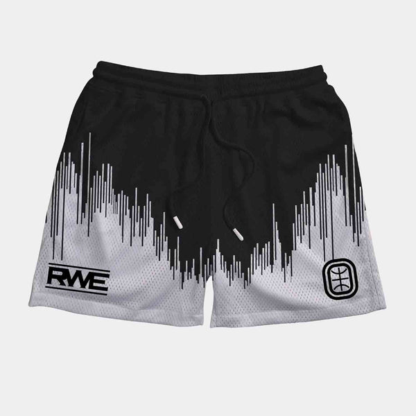 Front view of the Overtime RWE Soundwave Shorts.