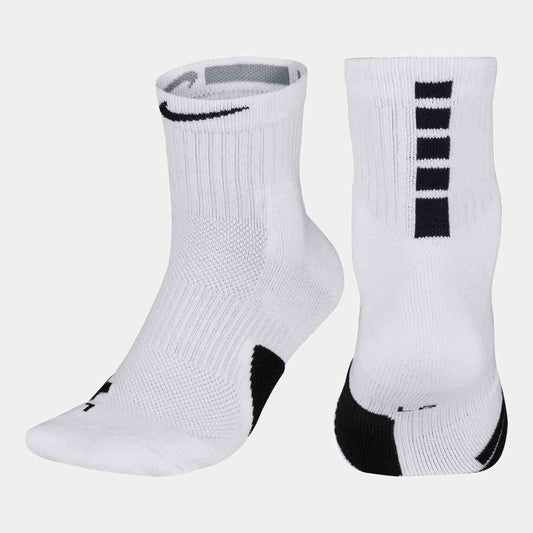 Side/front and rear view of the Nike Elite Mid Socks.