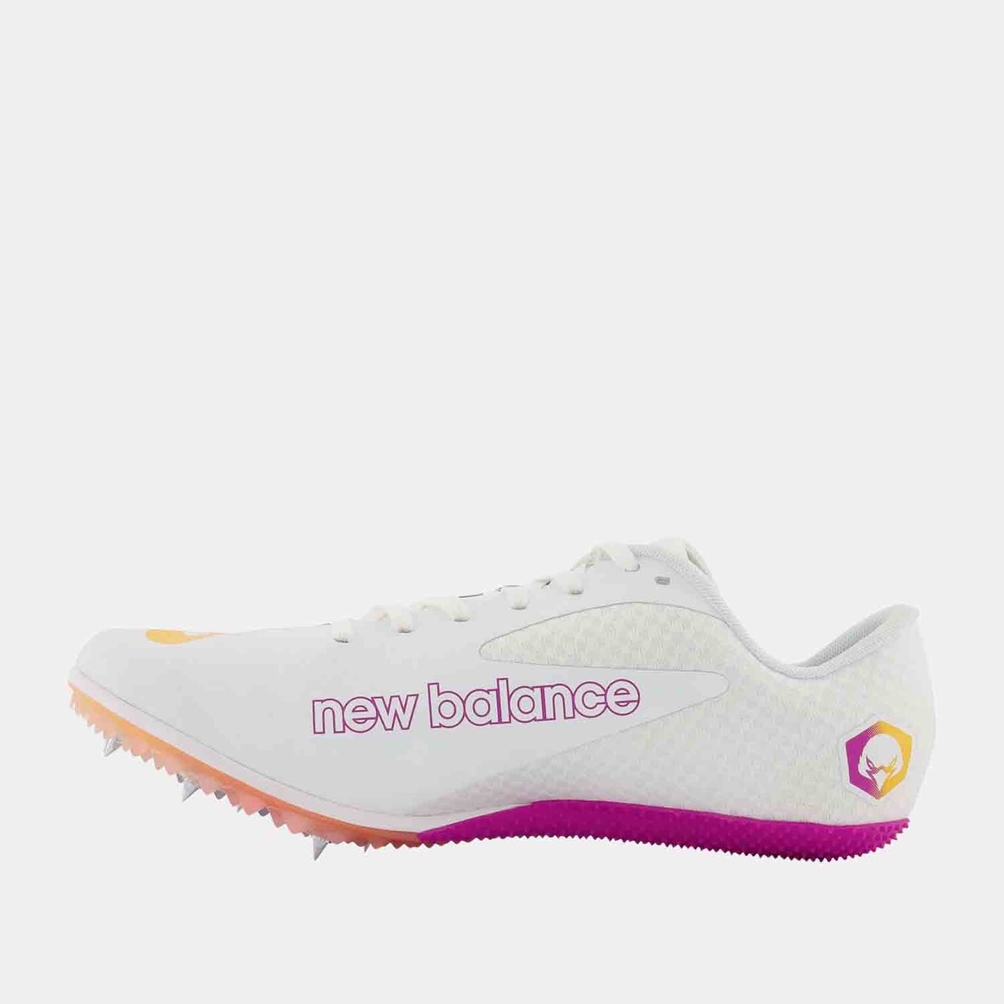 Side medial view of the New Balance SD100v4 Sprint Spikes.