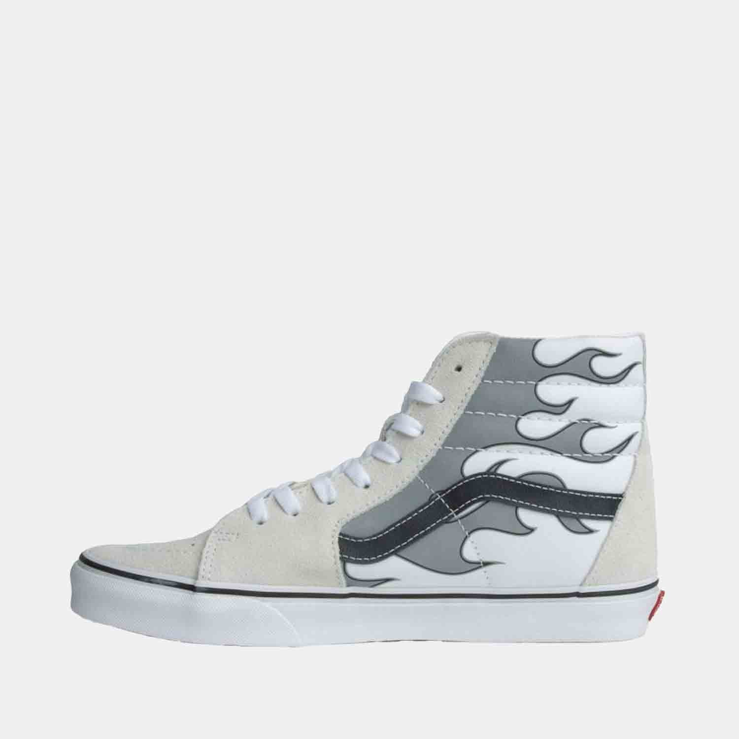 Side medial view of the Vans 'Reflective Flame' Sk8-Hi Shoes.