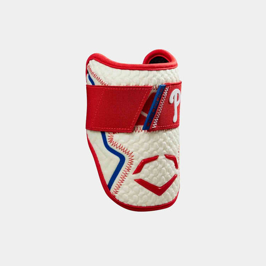 Front/side view of the EvoShield X-SRZ On-Field Collection Batter's Elbow Guard.