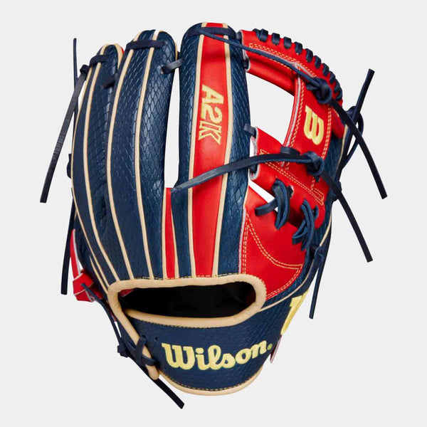 Front view of the 11.5" Wilson A2K Ozzie Albies Game Model Infield Baseball Glove.