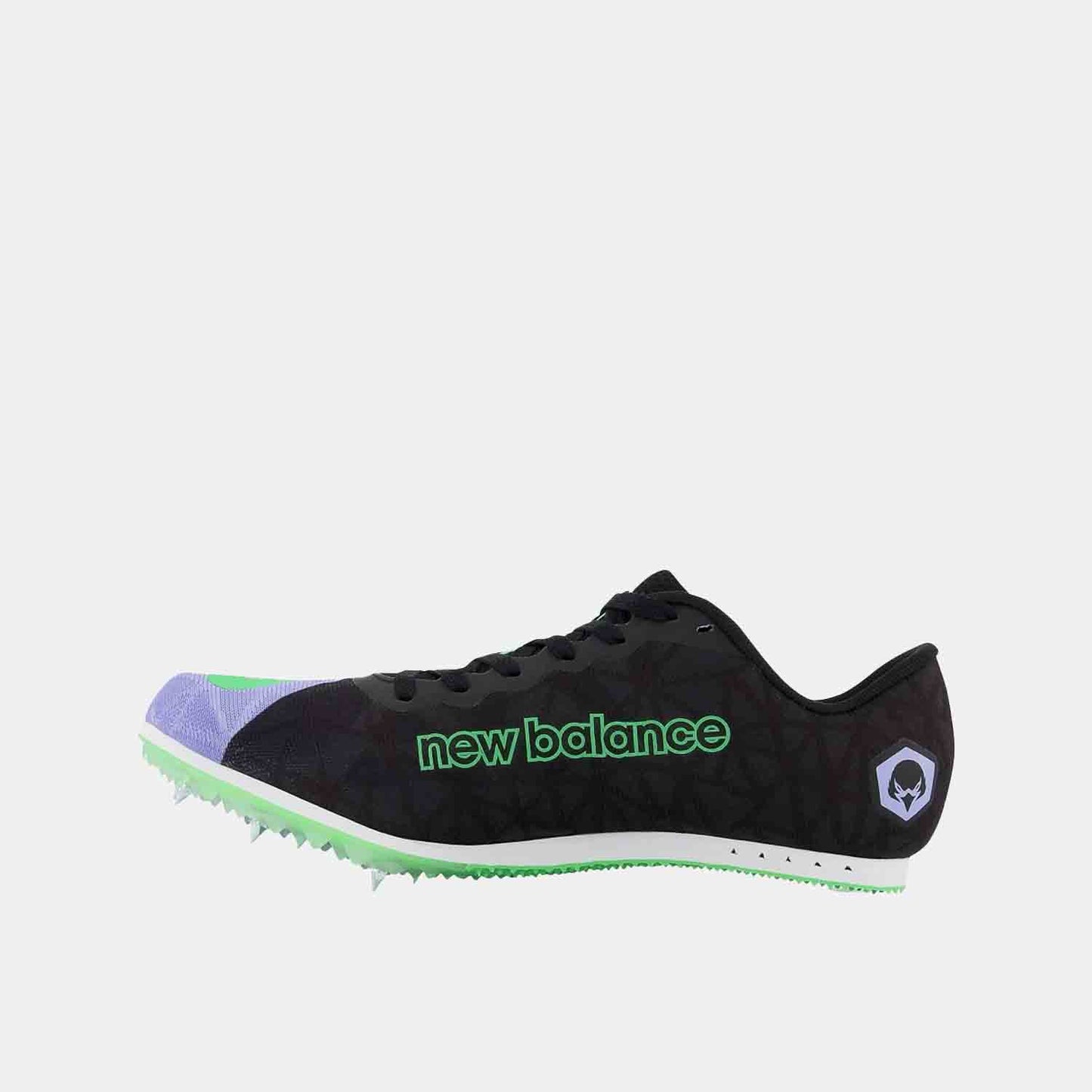 Side medial view of the New Balance Women's MD500v8 Distance Spikes.