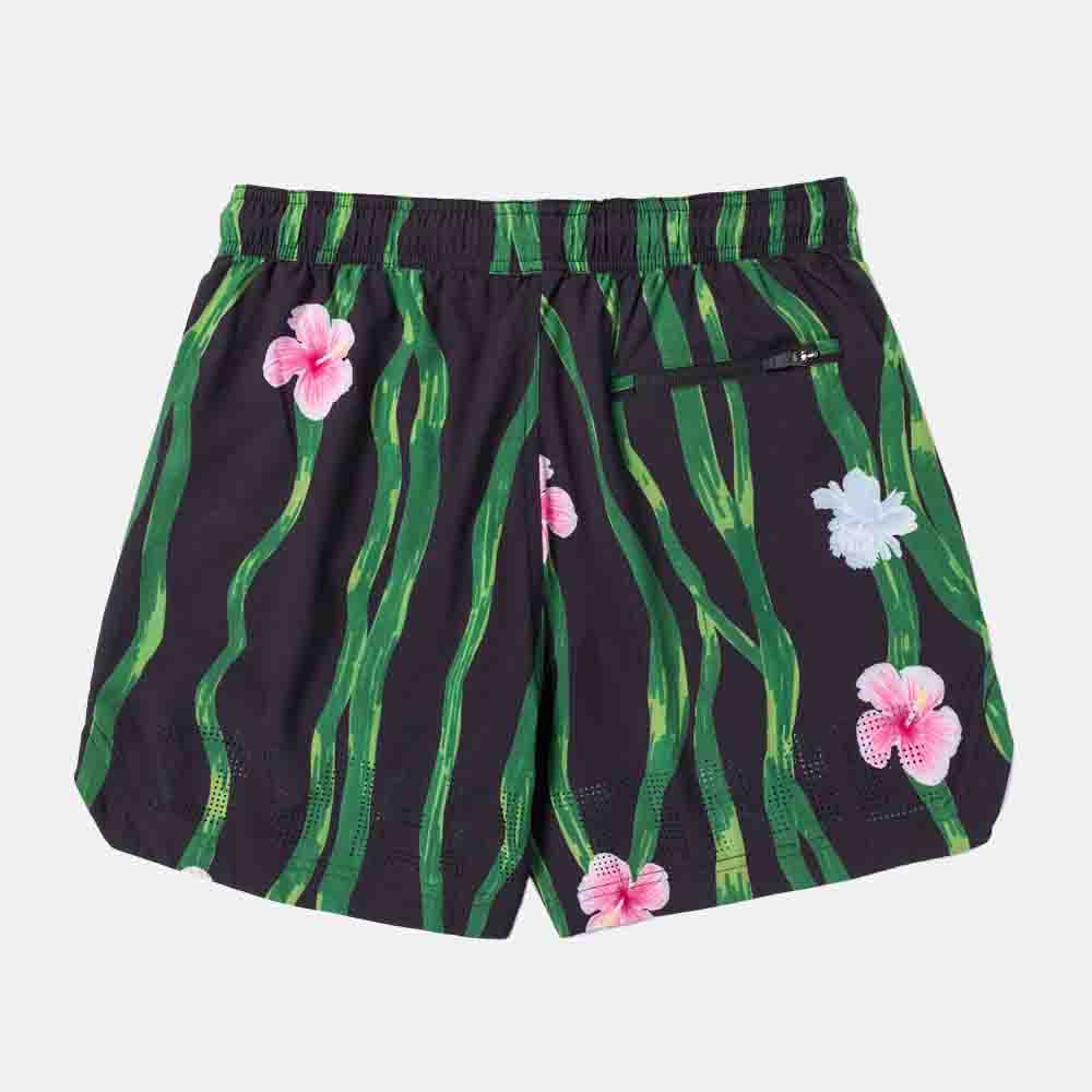 Rear view of the Overtime Paradise Melo Performance Shorts.