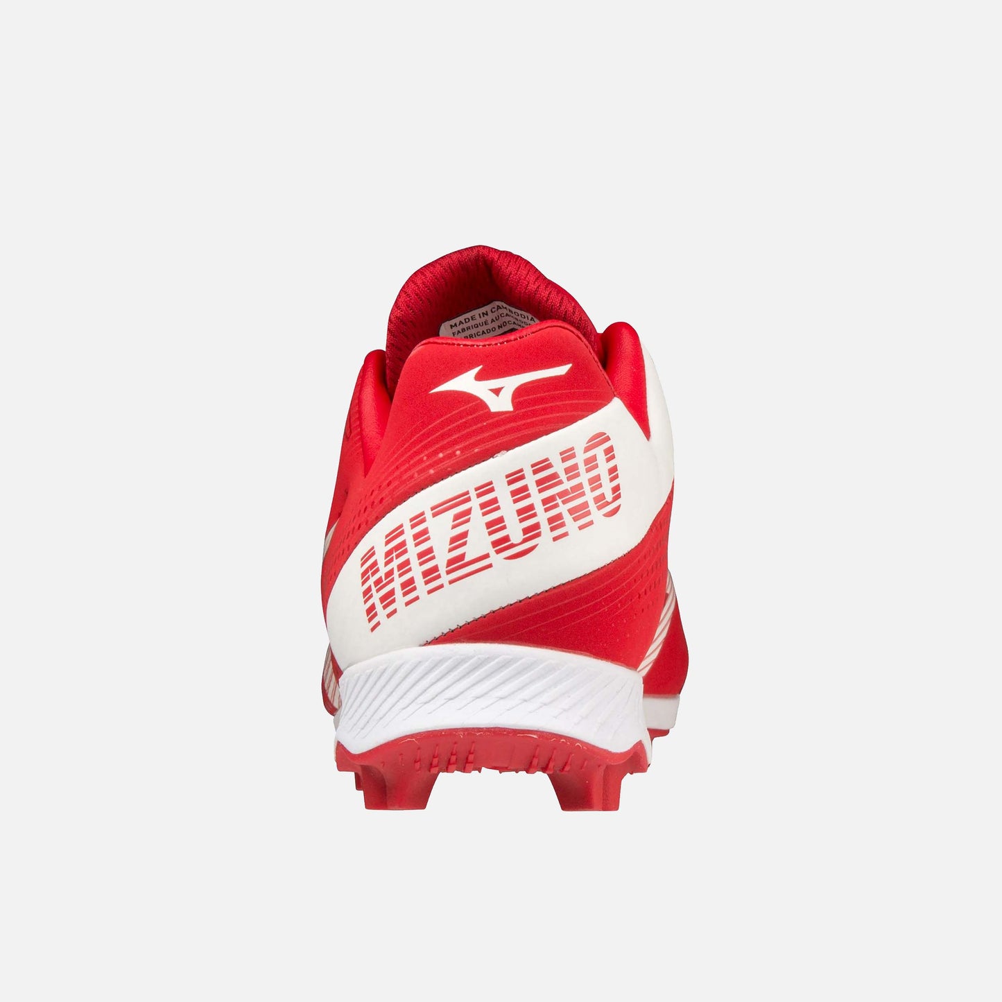 Rear view of Mizuno Junior Wave Lightrevo TPU Molded Low Baseball Cleats.
