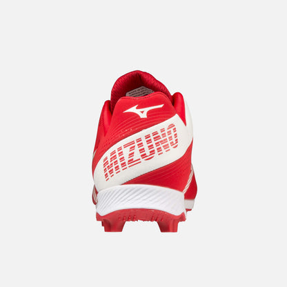Rear view of Mizuno Junior Wave Lightrevo TPU Molded Low Baseball Cleats.