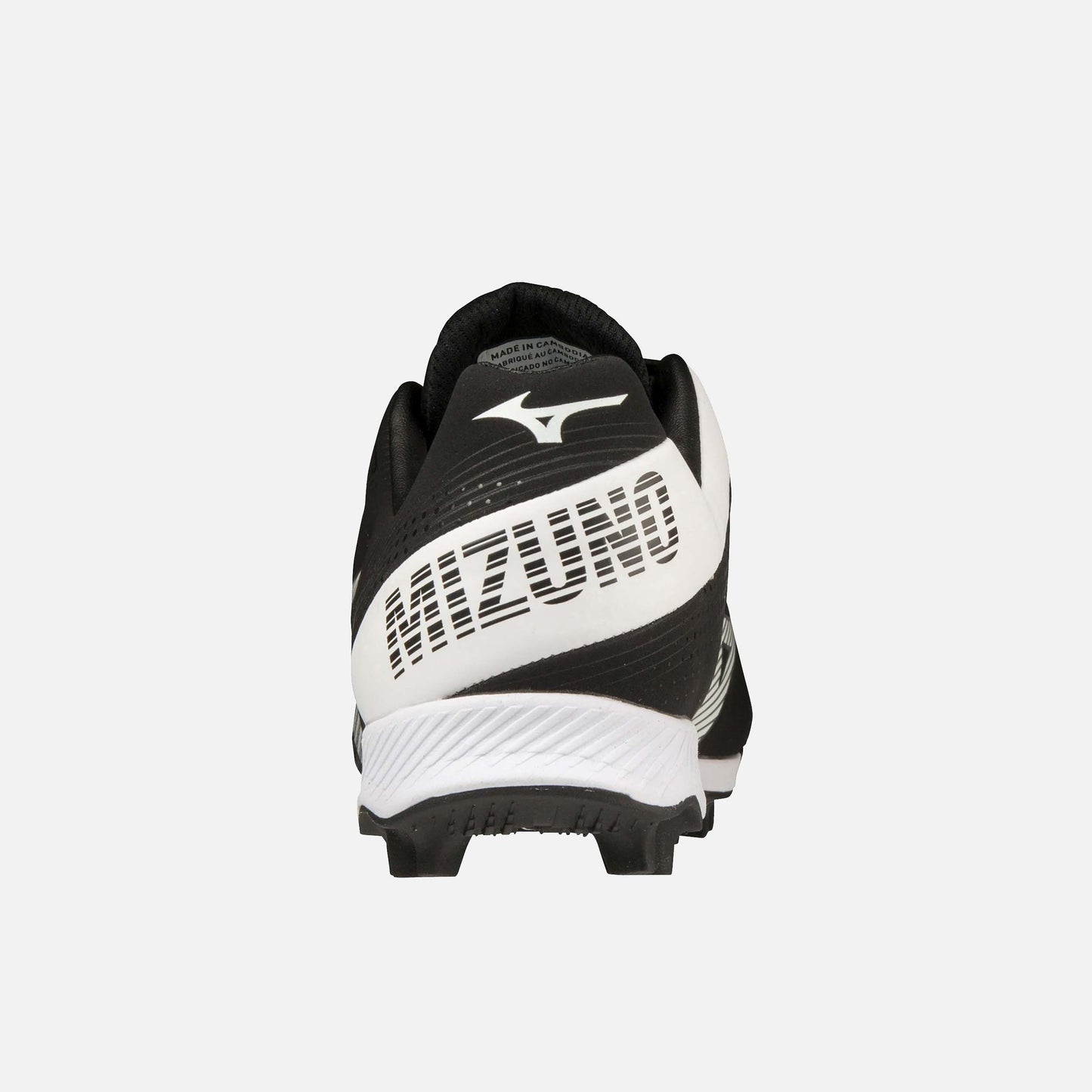 Rear view of Mizuno Junior Wave Lightrevo TPU Molded Low Baseball Cleats.