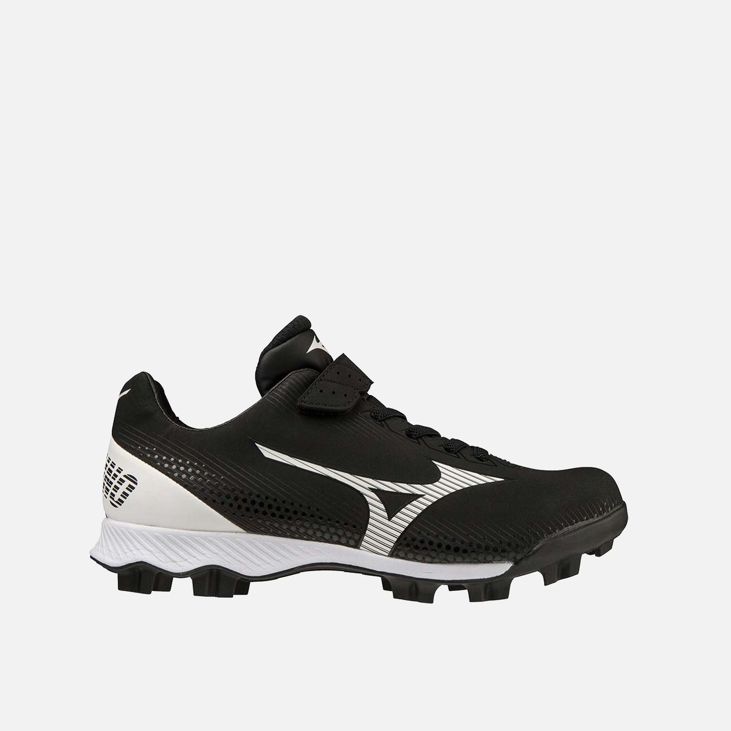 Side view of Adidas Youth Wave Lightrevo TPU Molded Low Baseball Cleats.