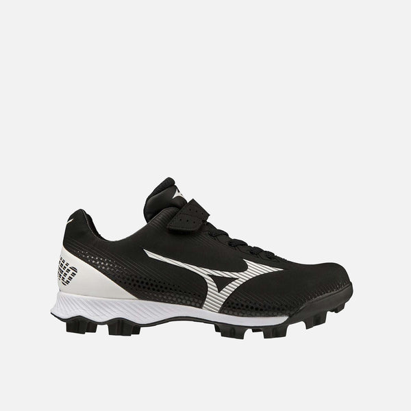 Youth Wave Lightrevo TPU Molded Low Baseball Cleat, Black/White